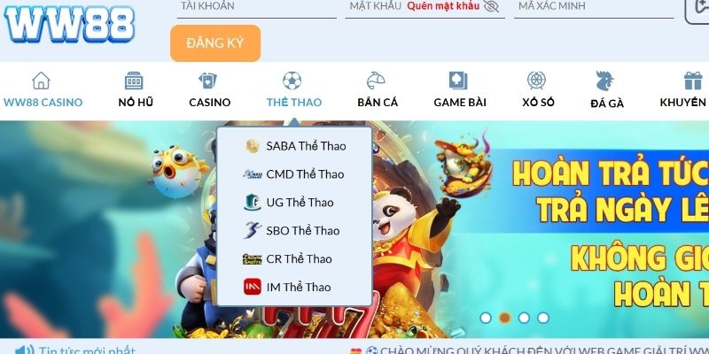 Tham gia cược thể thao tại WW88